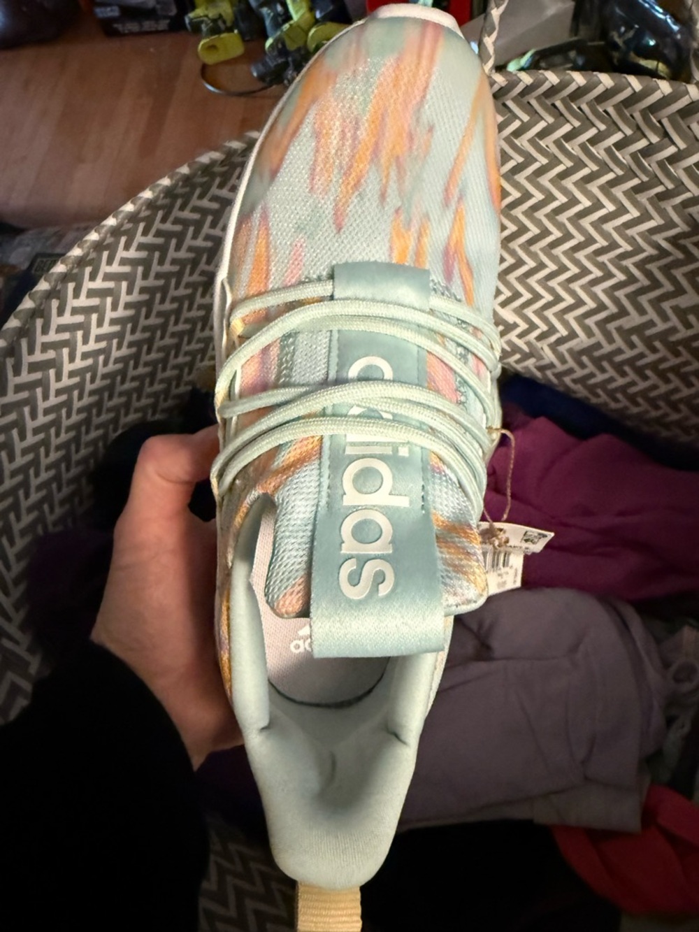 adidas kids Light Blue Knit Sneaker with Pastel Accents